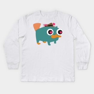 Valentine's Day Baby Perry the Platypus Kids Long Sleeve T-Shirt